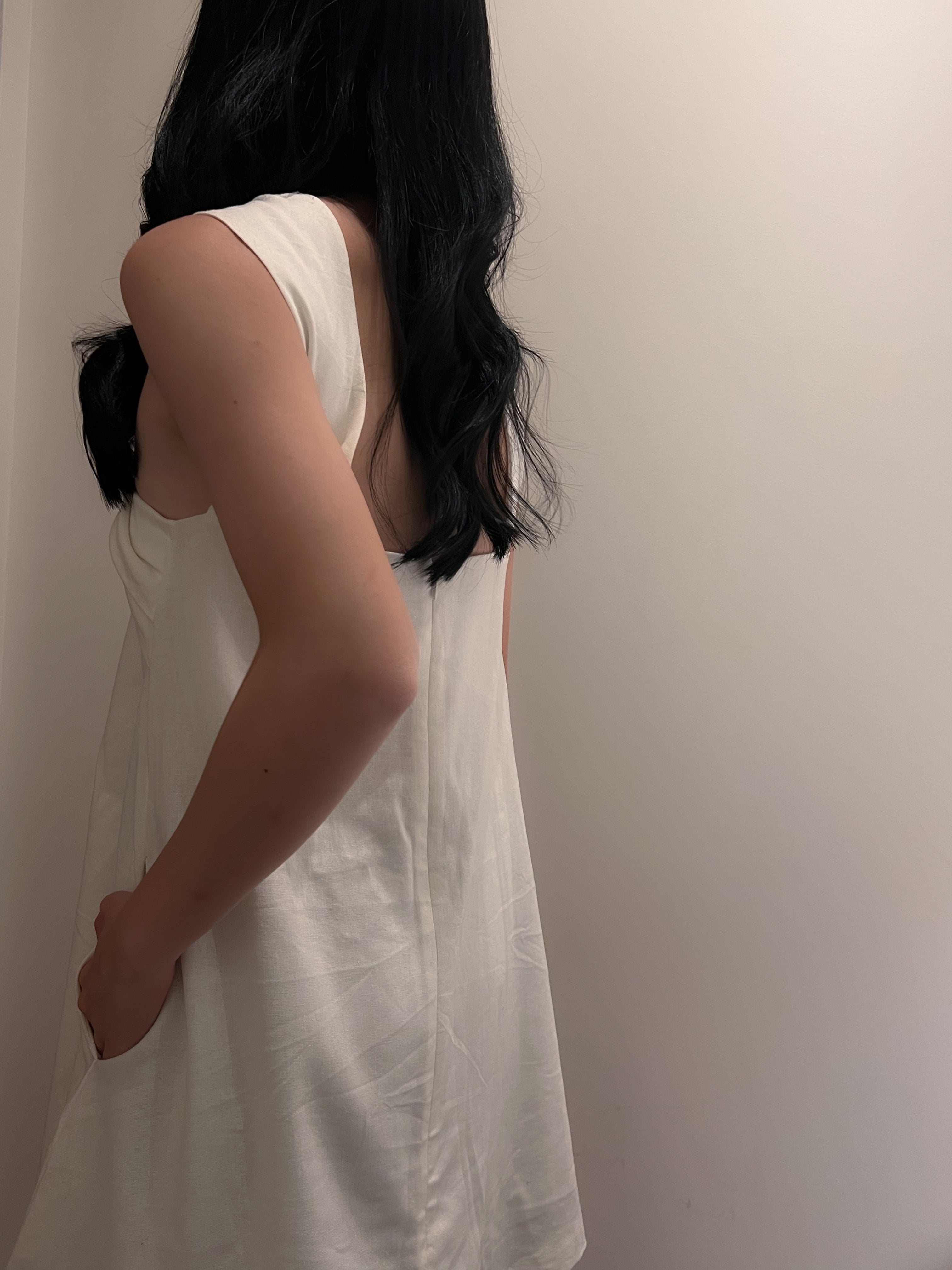 Rai Twisted Linen Dress in White