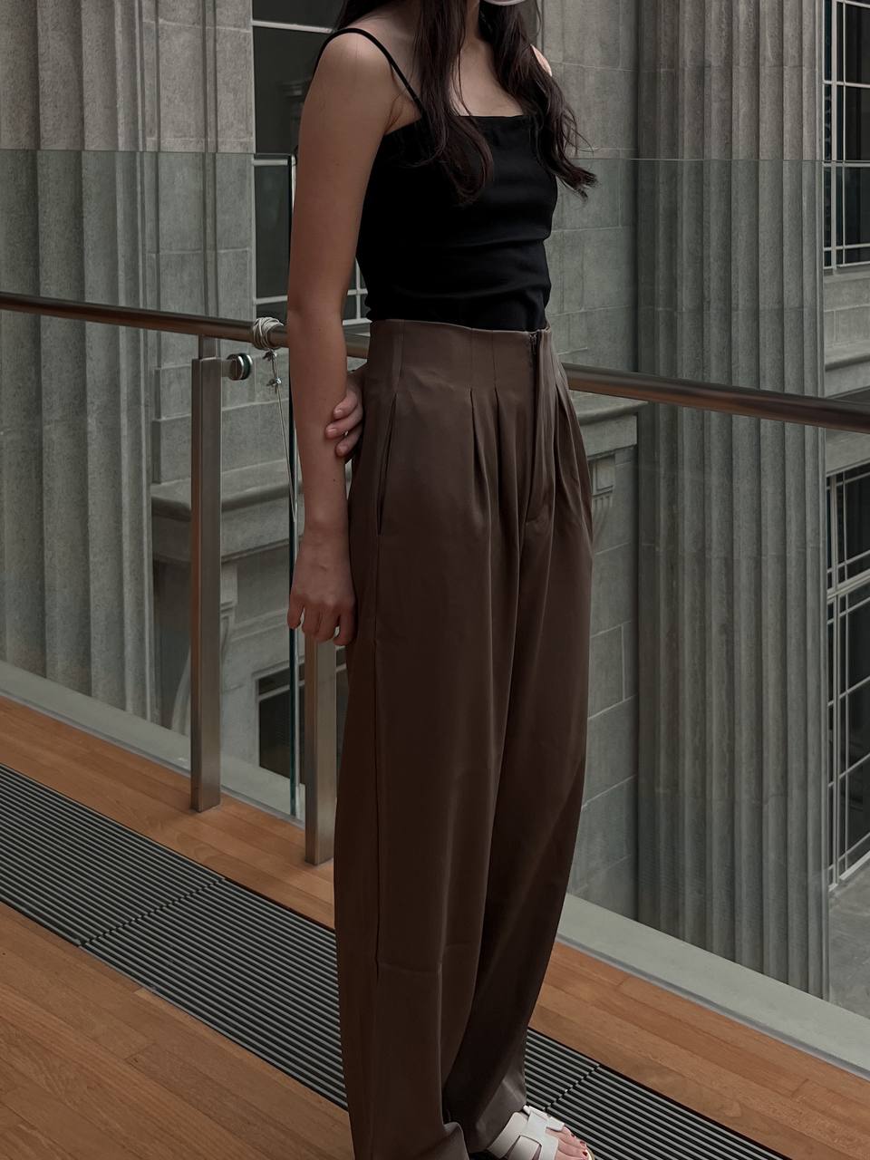 Camille High Waist Pants in Brown