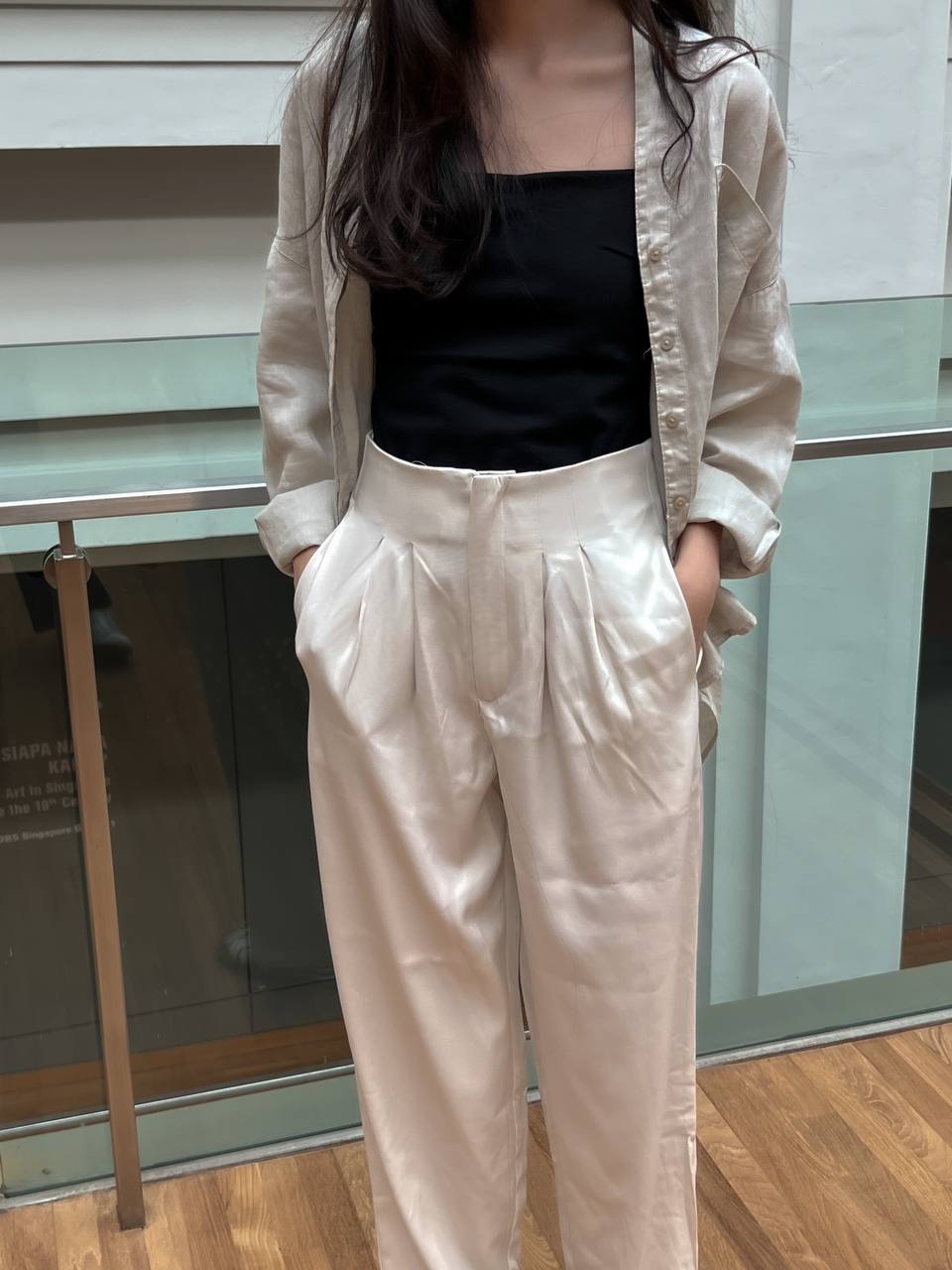 Camille High Waist Pants in White